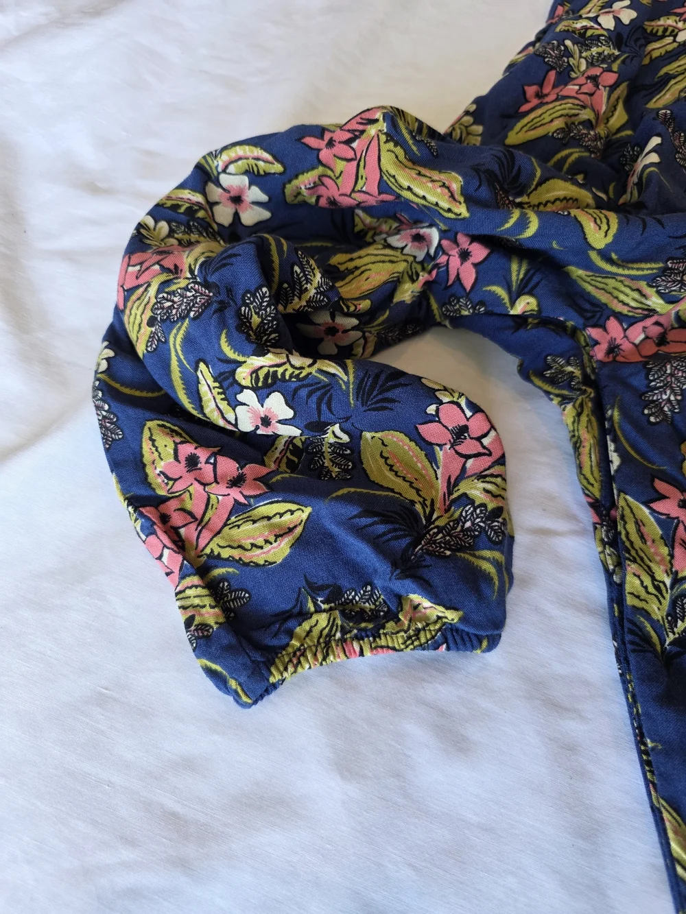 Ralph Lauren Navy Floral Romper with Pink & Green Accents